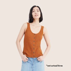 🧡 MADEWELL KINGSTON BUTTON FRONT SWEATER TANK GOLDEN PECAN MEDIUM ORANGE BROWN